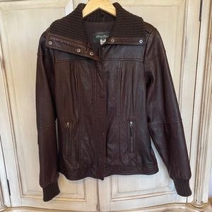 Eddie Bauer Lambskin Leather Jacket Women's Size Medium Tall